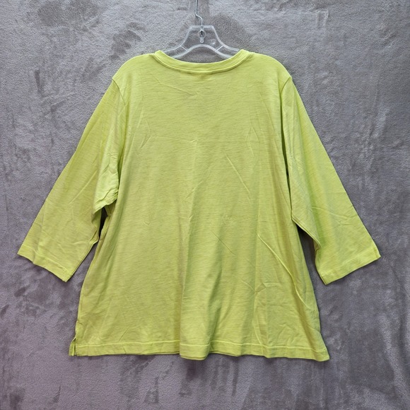 Belle by Kim Gravel XL Margarita Yellow 3/4 Sleeve V Neck Slub Knit Top A689893 - Picture 3 of 8